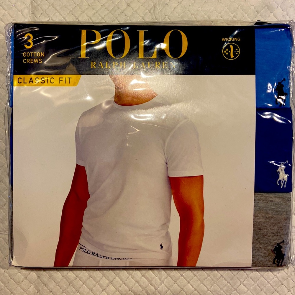 Mens 3 pack POLO cotton crew t-shirts classic fit sizeS 34-36” chest